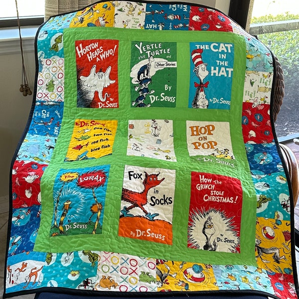 Spezialanfertigung Quilt Seuss Books 92 x 112 cm