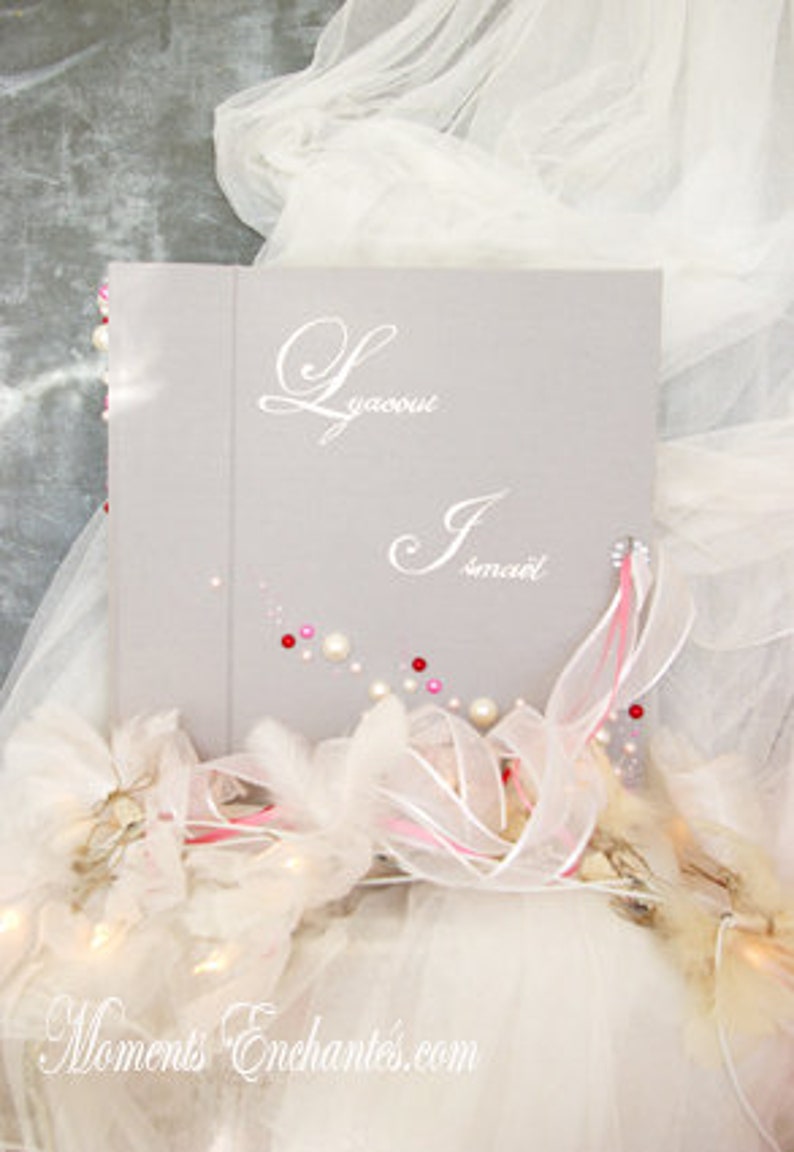 Mariage Bapt\u00eame Album photo mariage Perles d/'Amour sur mesure peint lin mariage naissance bapt\u00eame