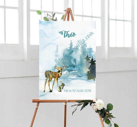 Panneau Naissance Bapteme Bleu Blanc Decoration Mural Tableau Etsy