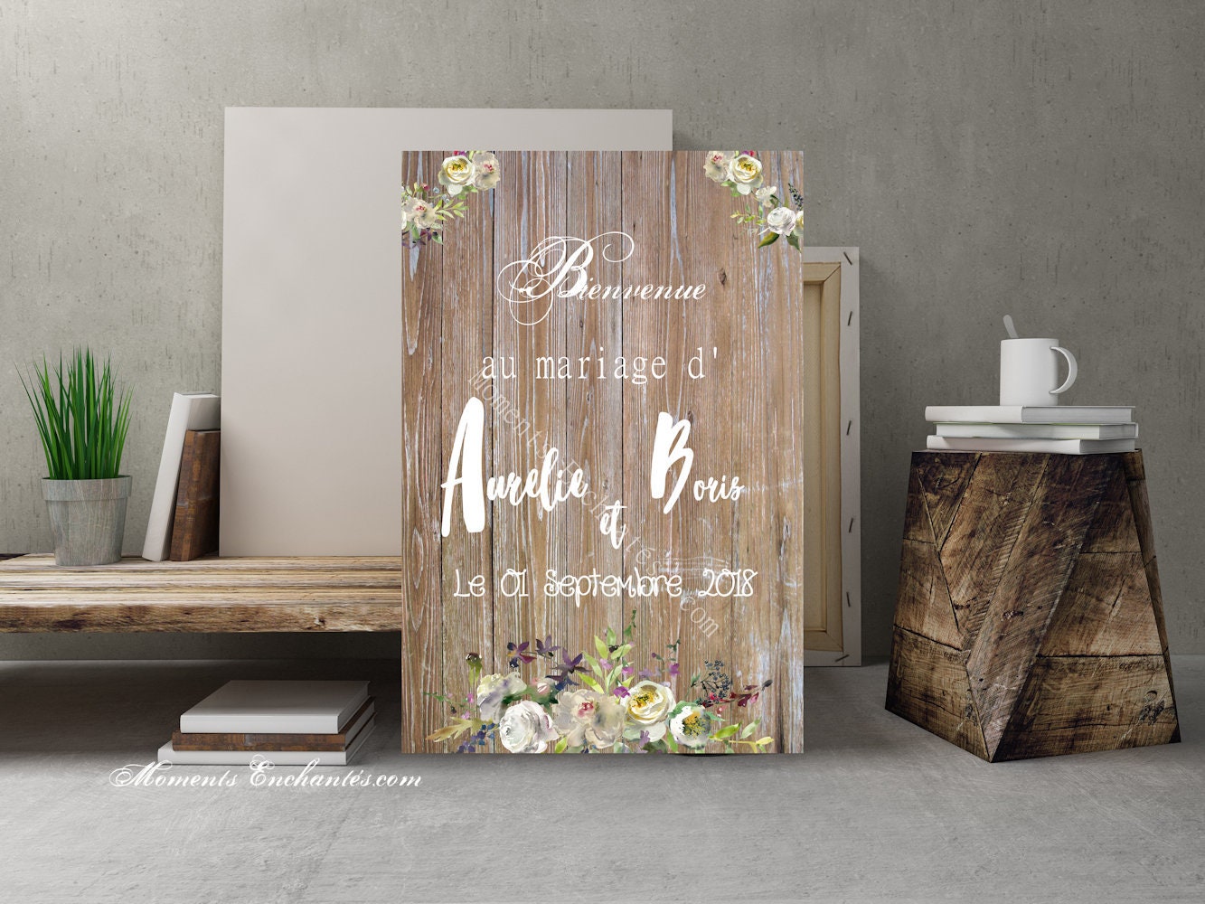 Tableau De Bienvenue Mariage Personnalise Prenoms Maries Ardoise