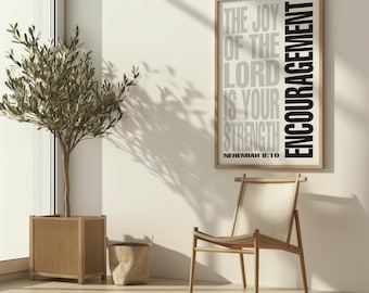 Arte bíblico de Nehemías 8:10 / Decoración cristiana para el hogar (Impresión digital)
