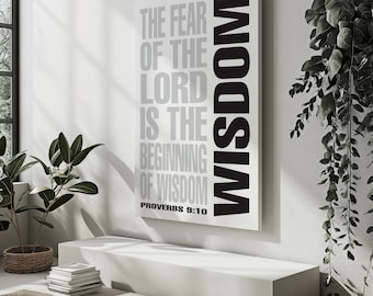 Proverbs 9:10 Scripture Print | Minimalist Christian Wall Art (Digital Download)