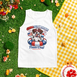 Chill the Fourth Out GSP Hundlinne, Comfort Colors 9360, Patriotisk Pointer-skjorta