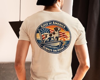 Gulf of America Pointer Dog Tee | Patriotic American Flag | Pointer Coast