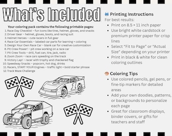 Race Car Coloring Pages | Kids' Speedway Activities (Printable PDF)