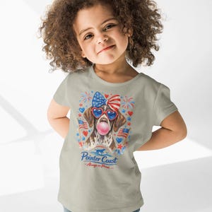 Patriotisk Pointer-t-shirt för småbarn, 4 juli-outfit, GSP-grafik, röd vit blå skjorta