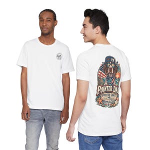 Patriotisches Strand-T-Shirt mit Pointer-Motiv, Küstenhund-Grafik, Bella Canvas 3001, Vatertagsgeschenk