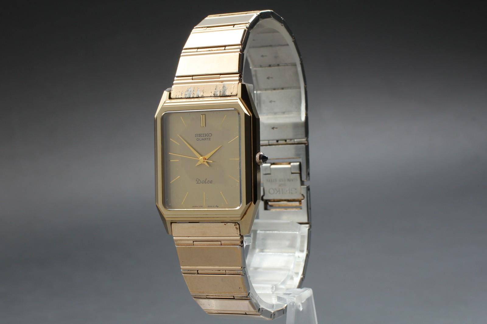 Vin.1992 [exc+4] セイコー ドルチェ 7731-5051 タンク 27mm ゴールド 