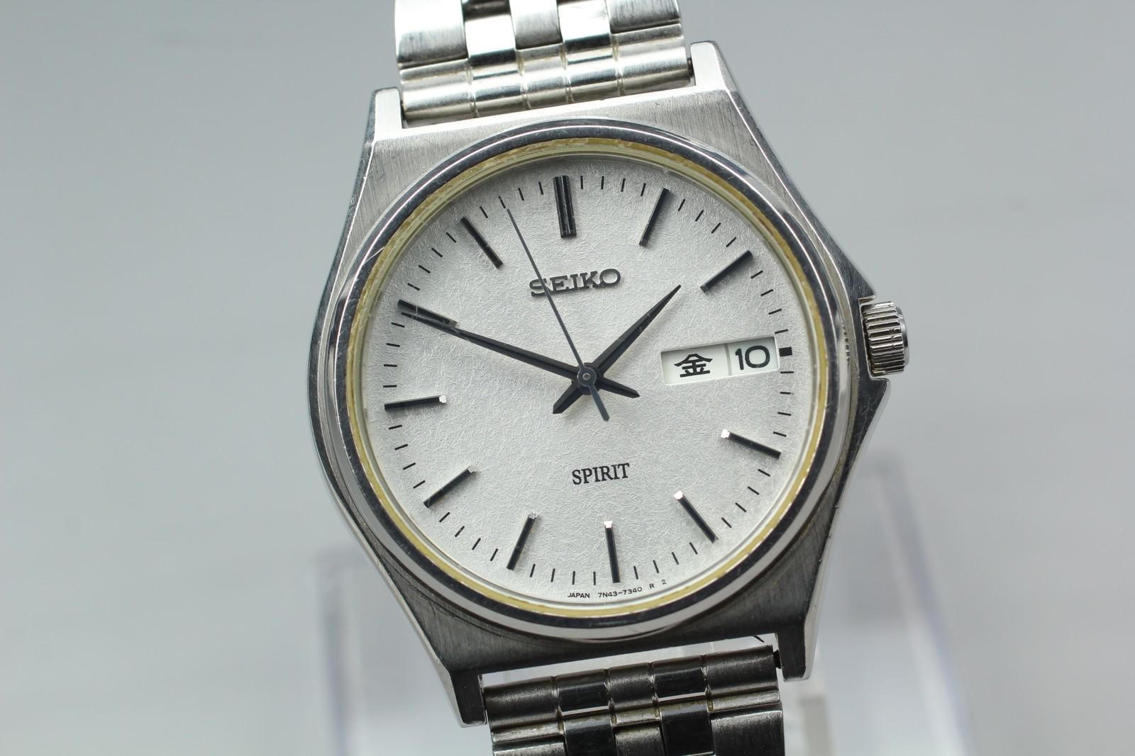 Vtg. 1990 [n Mint] Seiko Spirit 7n43-7180 Day/date Quartz Men's