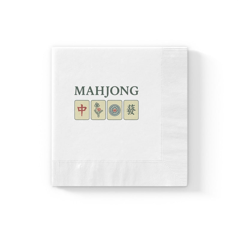 Mahjong & Tiles White coined napkins