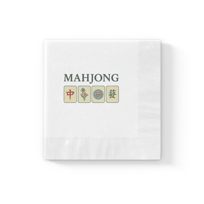 Mahjong & Tiles White coined napkins