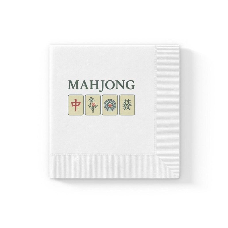 Mahjong & Tiles White coined napkins