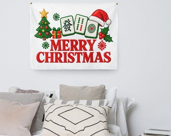 Merry Christmas Mahjong (indoor wall tapestry no grommets)