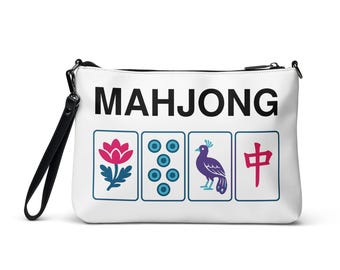 Mahjong Tile Crossbody Bag, Faux Leather Wristlet