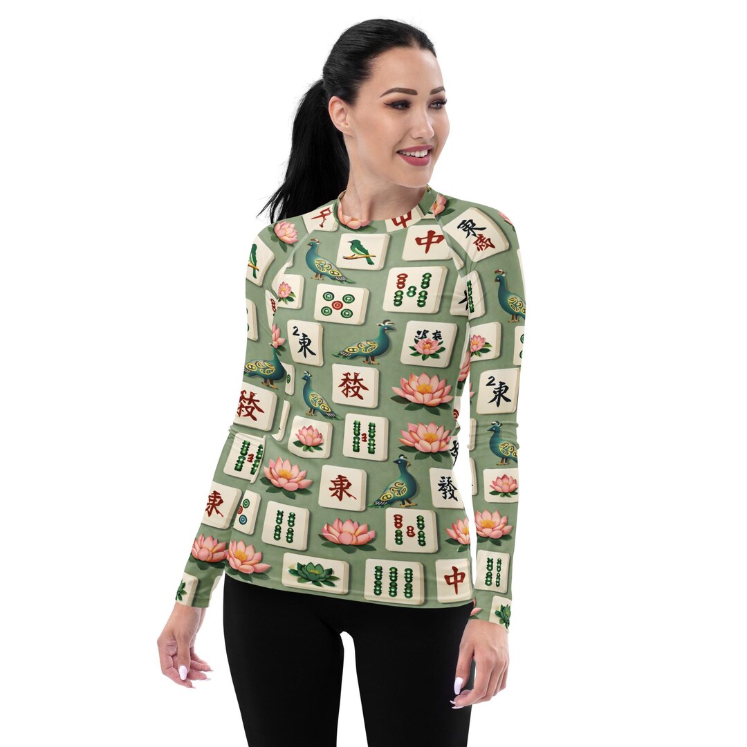 Hasan Mah Rash Women's Sage Mahjong Rash Guard - Etsy