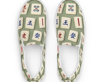 Sage Mahjong Tile Women’s slip-on canvas shoes