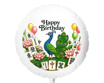 Peacock Mahjong Happy Birthday Balloon