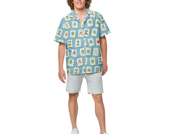 Mahjong Tile Unisex button shirt