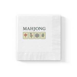 Mahjong & Tiles White coined napkins