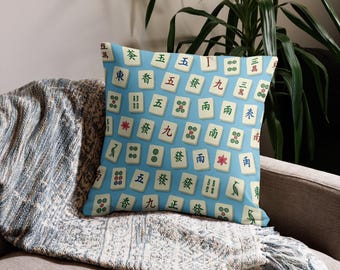 Mahjong Tile Pillow: Linen Feel, Shape-Retaining Insert