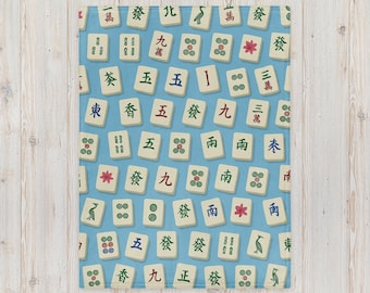 Mahjong Tile Throw Blanket, Soft Silk Touch Polyester