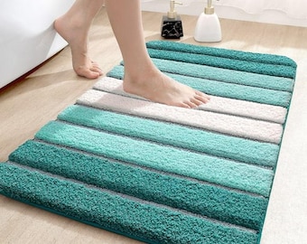 Ultra Absorbent Plush Bath Rugs | Quick Dry Super Soft Microfiber Washable Shower Floor Mats | Non Slip Backing High Pile Thick Bathroom Rug