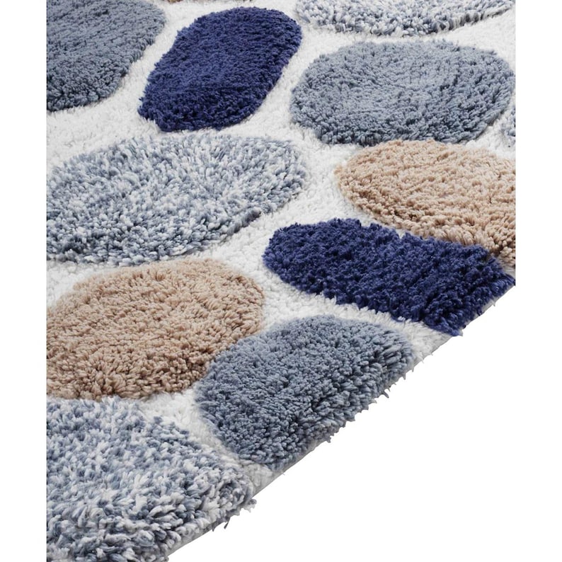 Ultra Soft Cotton Runner Bath Rug | Luxurious Plush Pebble Pattern Non ...
