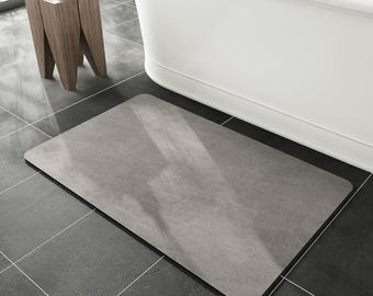Extra Absorbent Faux Suede Bath Rug | Durable Quick Dry Non Slip Rubber Backing Thin Chenille Bathroom Mats | Bathtub, Shower Floor Entryway