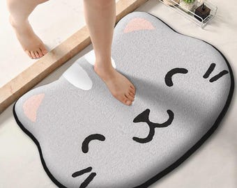 Non Slip Cartoon Shaped Foot Mat for Bathroom | Ultra Absorb Shower Room Flannel Toilet, Floor Entrance Rug, Dirt Resist Thick Foot Wipe Mat