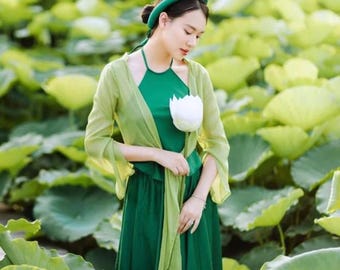 Vietnamese Traditional Áo Tứ Thân Set – Blue Four-Panel Dress with Yếm and Skirt