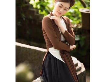Traditional Vietnamese Brown Four-Panel Áo Tứ Thân Dress Set – Cultural Outfit for Festival & Performance