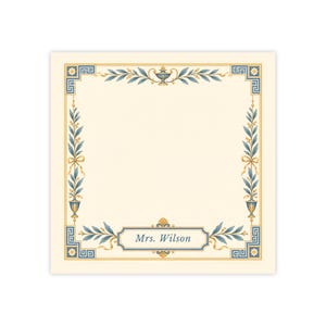 Personalized Regency Laurel Post-it Notes, Custom Name Sticky Pad (3x3)