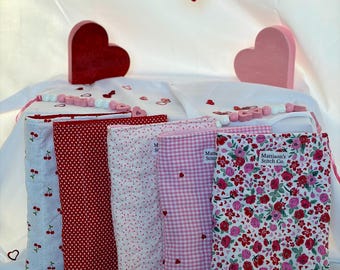 Colección Galentine / Funda acolchada para libros hecha a mano: tela de algodón, protección acolchada