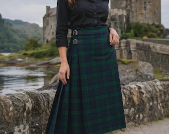 Dam Tartan Maxikjol med ryggplätering Lång Kiltkjol för Damer –