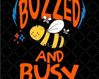 PNG animé et occupé, conception de sublimation d'abeille mignonne, graphique de chemise d'abeille drôle, imprimable