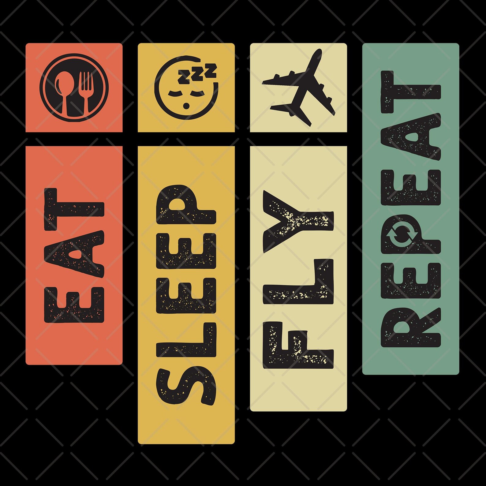Eat Sleep Fly Repeat PNG, Retro Aviation Pilot Travel Sublimation ...