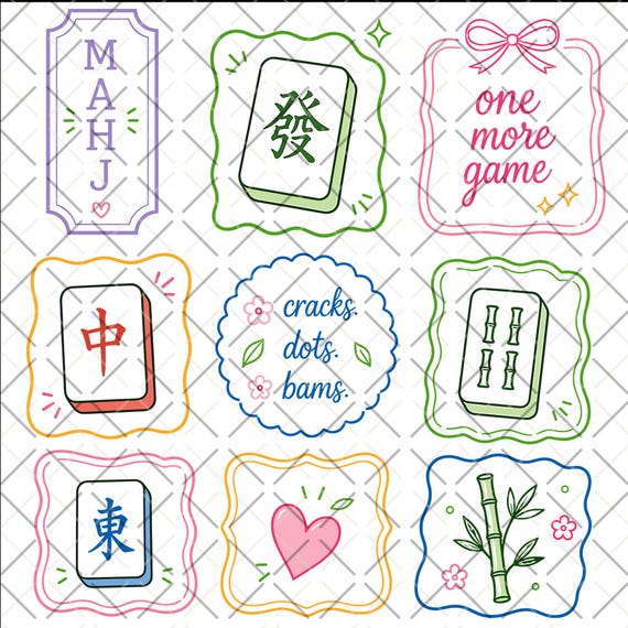 American Mahjong PNG Bundle, Mahjong Lover Sublimation Design, Cracks Dots Bams Shirt PNG