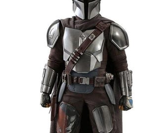 Strój cosplayowy Din Djarin Mandalorianin | Strój zbroi Beskar z Gwiezdnych Wojen | Strój łowcy nagród z peleryną i pasem z kaburą