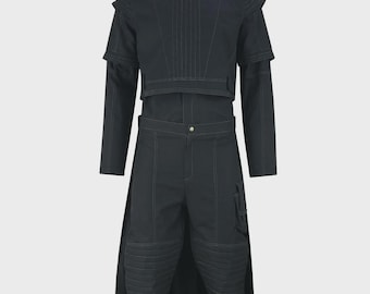 Star Wars Mandalorian Boba Fett Costume – Black Flight Suit Cosplay with Skirt | Bounty Hunter 4-Piece Outfit for Men