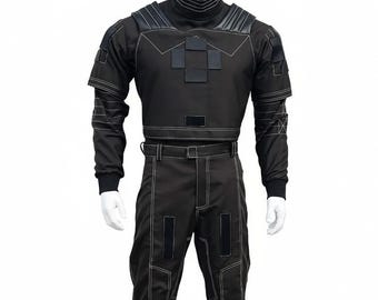 Mandaloriański kombinezon lotniczy na zamówienie | Kombinezon Din Djarin Star Wars | 3-częściowy kostium cosplay | Strój Mando dla mężczyzn | Ręcznie robiony kostium na Halloween