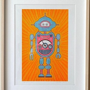 Robot With A Soul Art Print: Naif Style Kids Room Decor (12&quot;x16&quot;)