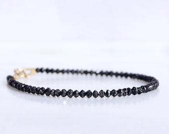 NEW!: 14K Black Diamond Bead Bracelet | Faceted Natural Diamond