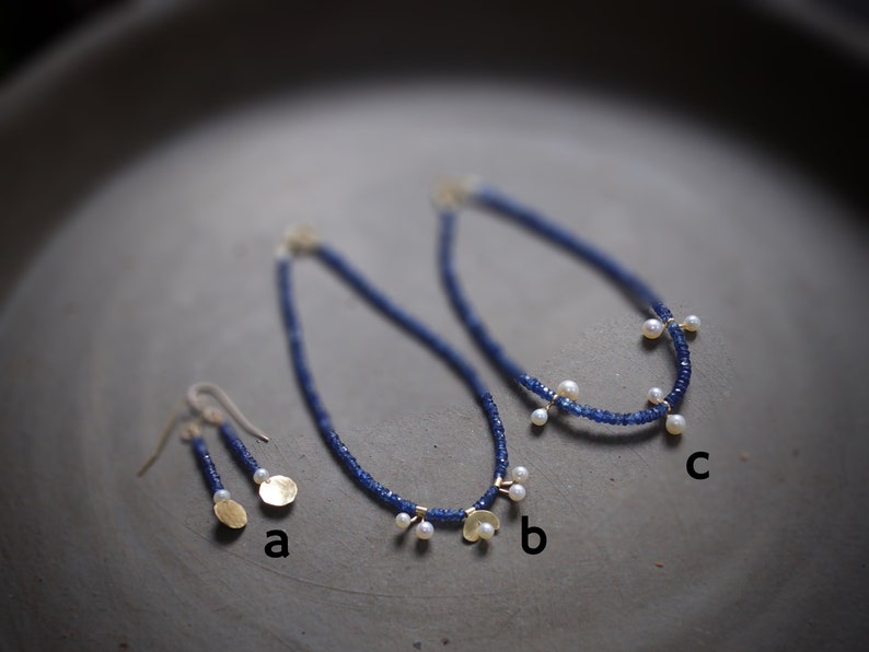 14k Solid Gold: Blue Sapphire and Pearl Bracelet, September Birthstone, Fine Jewelry Artisan, layering, Skinny, Delicate Beaded Bracelet image 5