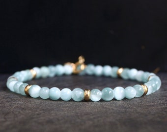 14K Blue Moonstone Mens Bracelet