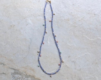 14k Solid Gold: Tanzanite Charm Necklace| September Birthstone| Fine Jewelry