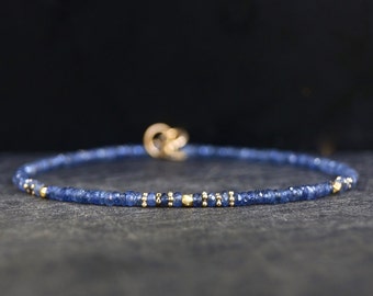 14K Solid Gold: Blue Sapphire Bracelet | 2-2.5mm| Genuine Natural Sapphire| Fine Jewelry