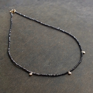 14K Gold Black Diamond Necklace: Dainty White Diamond Charm