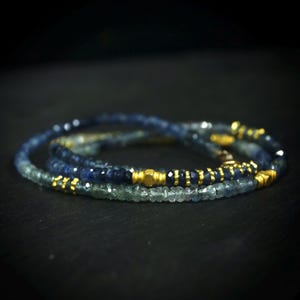 14K Solid Gold: Blue-Green Sapphire Necklace | September Birthstone