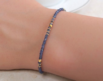 14K Solid Gold: Blue Sapphire Bracelet | 2-2.5mm| Genuine Natural Sapphire| Fine Jewelry | Kokoro