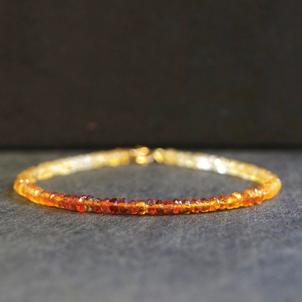 14K Solid Gold: Citrine Bead Bracelet | 3mm | Yellow Citrine | Spiritual Jewelry | Healing Stone | Solar Plexus | Navel Chakra| Ombre